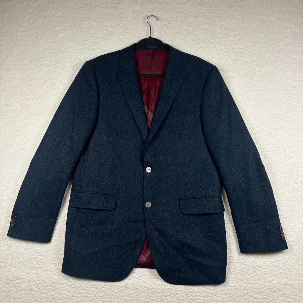 Byron Blazer Men Wool Blend Donegal Speckled Sport Coat 44L Blue Academia Preppy